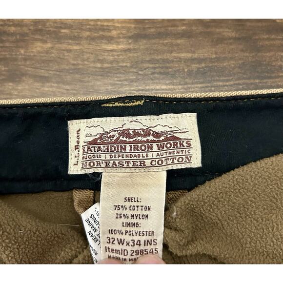 LL Bean Katahdin Iron Works Canvas Pants Double Knee Fleece Lined 32 X 34 - Picture 6 of 7